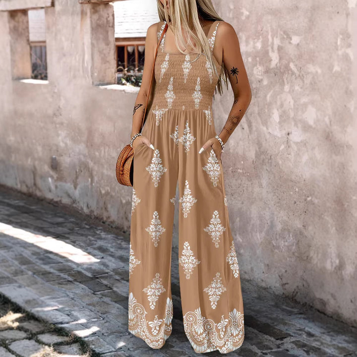 Damen Weitbeiniger Jumpsuit mit elastischem Oberteil und praktischen Taschen Drune