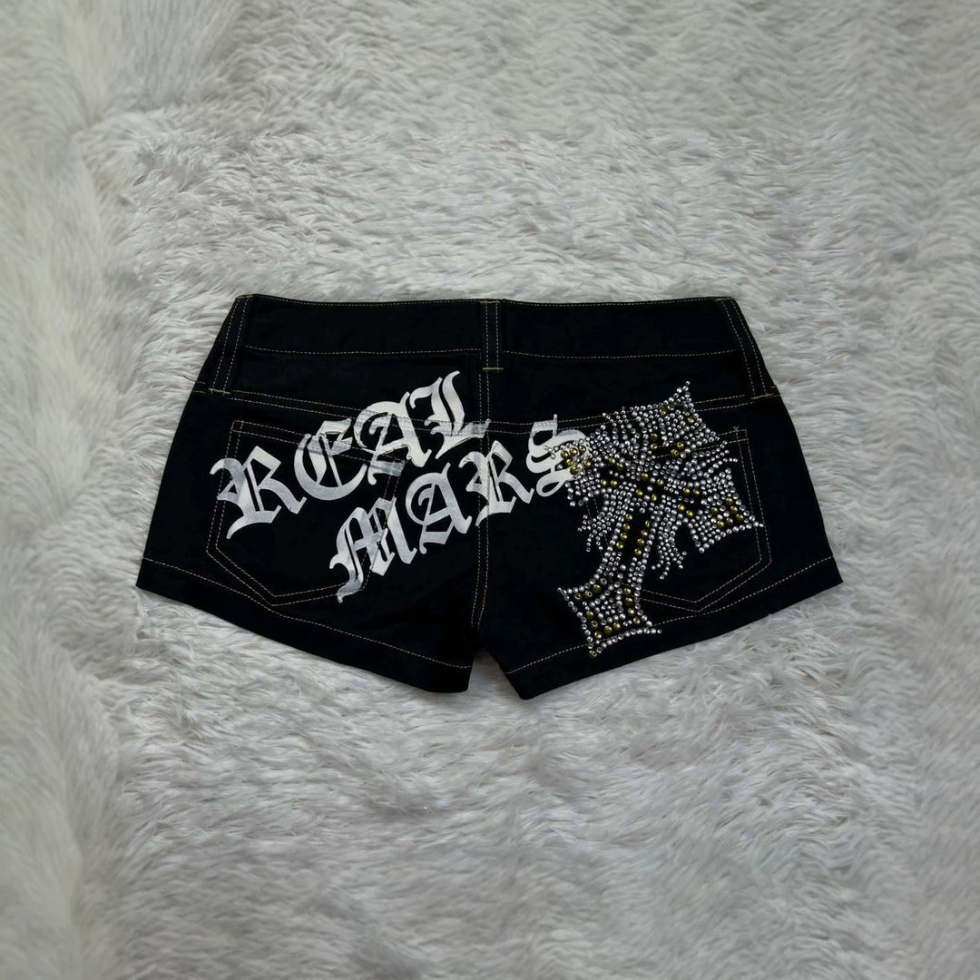 Damen Trendige Jeans-Shorts mit glitzernden Applikationen Drune
