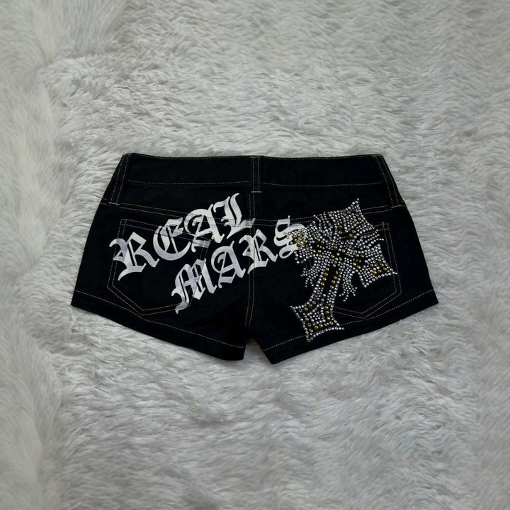 Damen Trendige Jeans-Shorts mit glitzernden Applikationen Drune