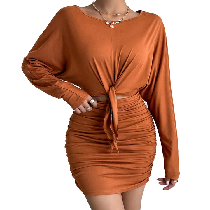 Damen Minikleid mit knotbarem Oberteil und gerafftem Design Drune