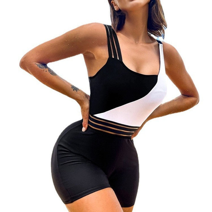 Damen Sportlicher Einteiler Badeanzug mit eleganten grafischen Akzenten Drune