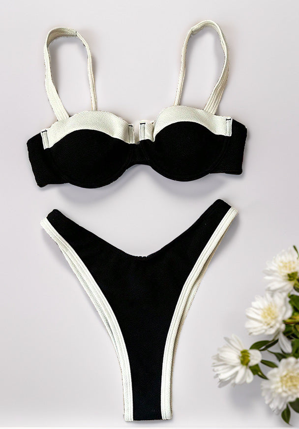 Damen Bikini-Set mit strukturiertem Oberteil und verstellbaren Trägern Drune