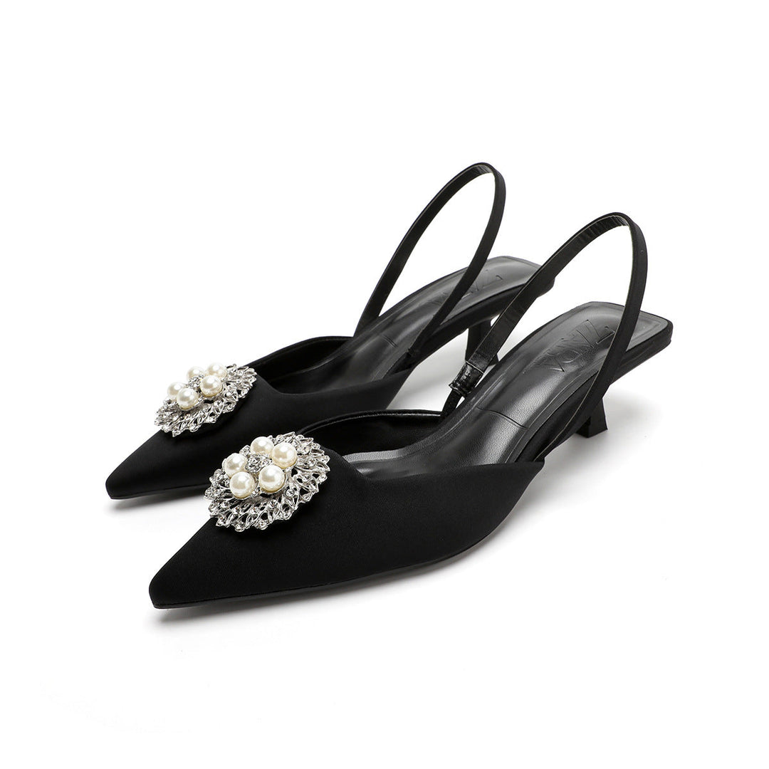 Damen Sling-Pumps mit elegantem Perlenschmuck und bequemer Laufsohle Drune