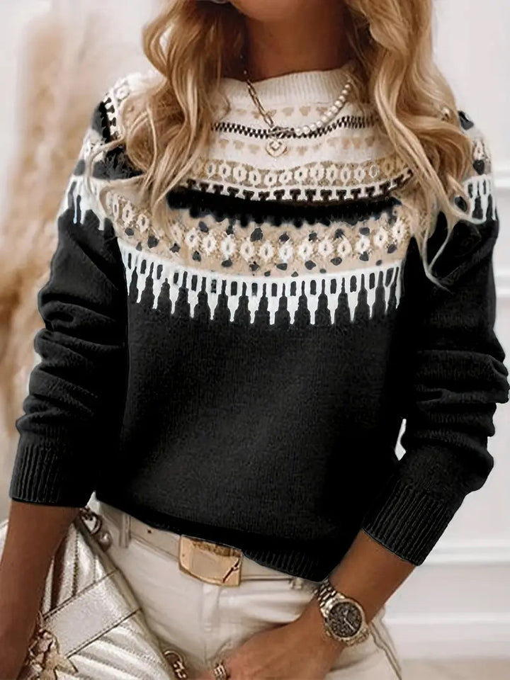 Damen nan Norwegerpullover aus Wollmix mit Rundhalsausschnitt und traditionellem Fair-Isle-Yoke Drune