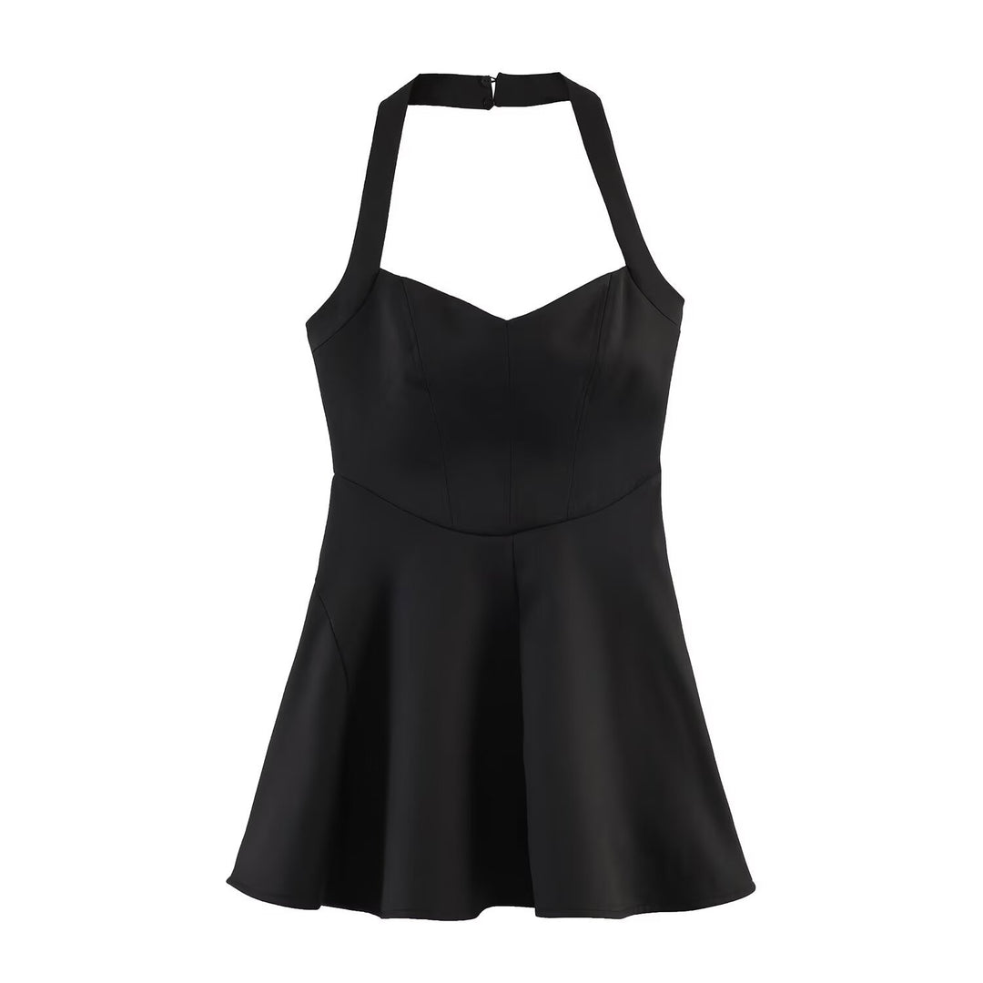 Damen A-Linien Kleid mit Halterneck und figurbetonter Silhouette Drune