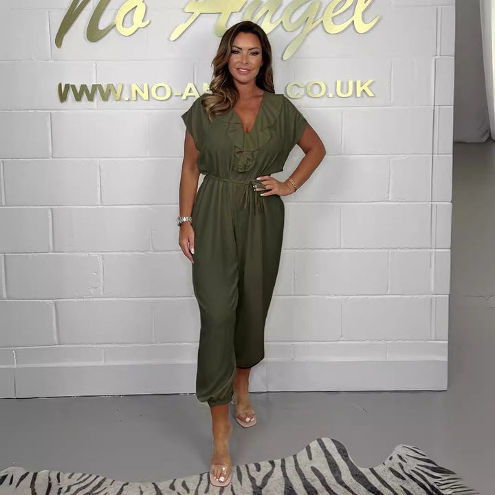 Damen eleganter Jumpsuit mit tailliertem Schnitt und weitem Bein Drune