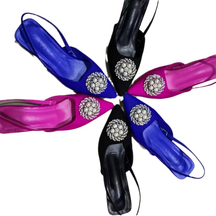 Damen Sling-Pumps mit eleganter Brosche Drune