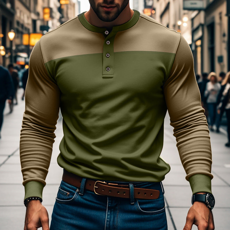 Herren nan funktionales Henley-Langarmshirt mit Raglanärmeln, verstärkter Knopfleiste und tailliertem Schnitt Drune