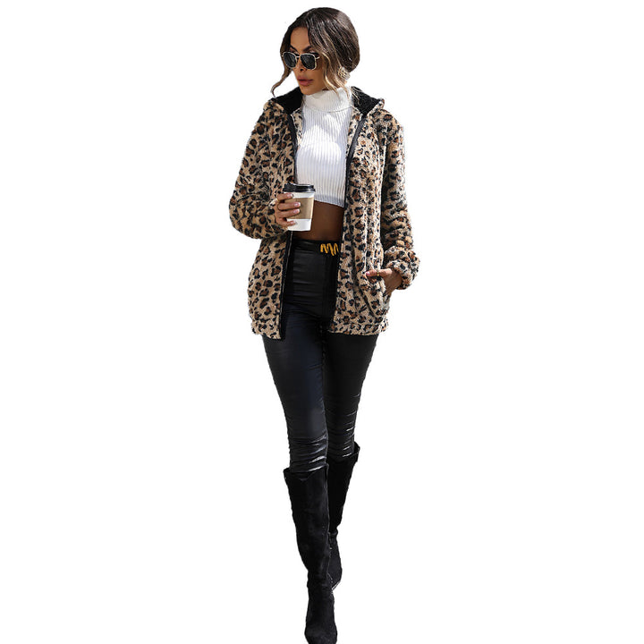Damen Urbaner Kuscheljacke mit Leopardenmuster Drune