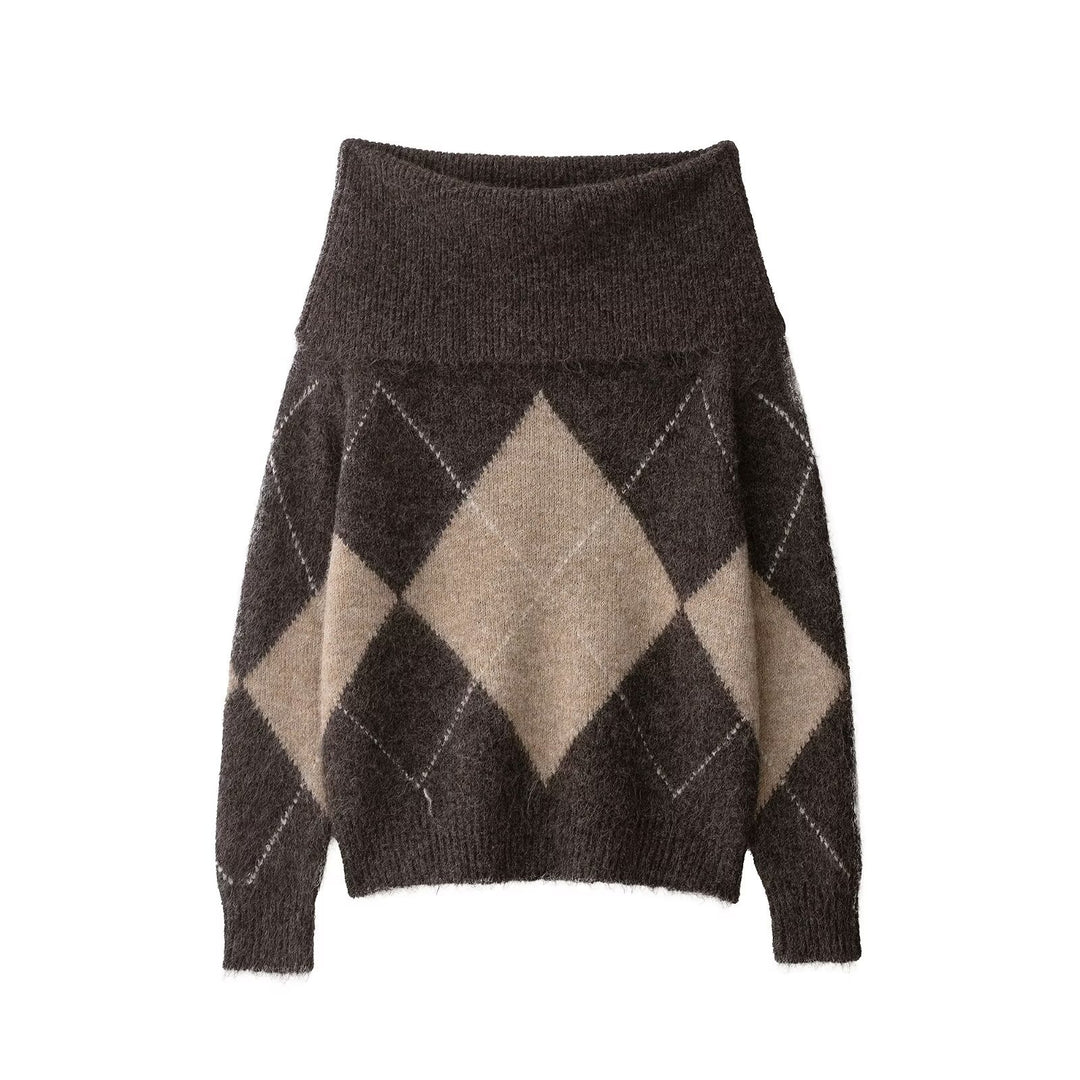 Damen Kuscheliger Pullover mit modernem Rautenmuster Drune