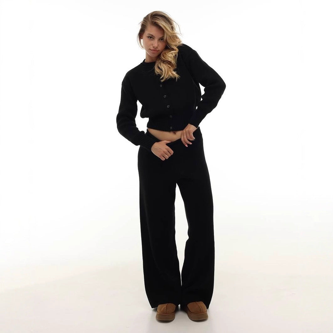 Damen cropped Strickjacke mit feinen Rippdetails und elegantem Knopfverschluss Drune