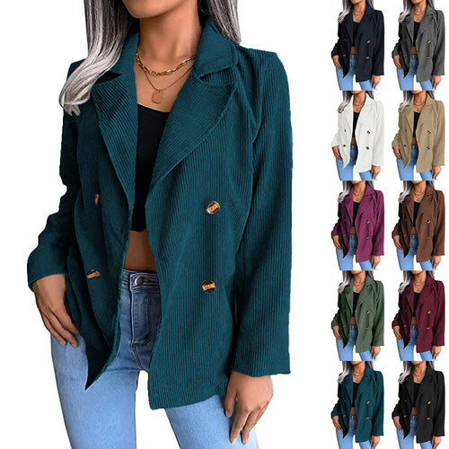 Damen Cord-Jacke mit doppelter Knopfleiste und modernem Schnitt Drune