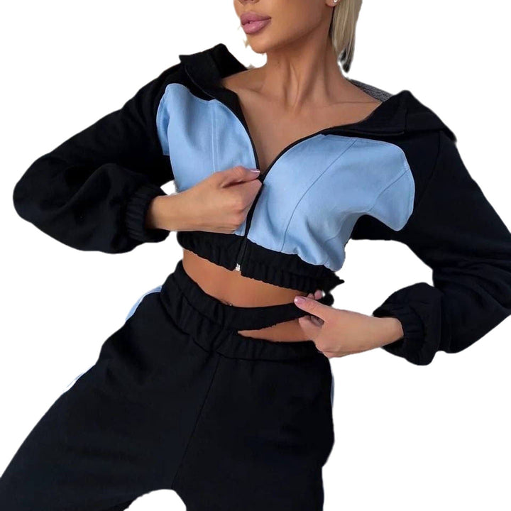 Damen cropped Kapuzenjacke mit innovativem Reißverschluss und elastischem Bund Drune