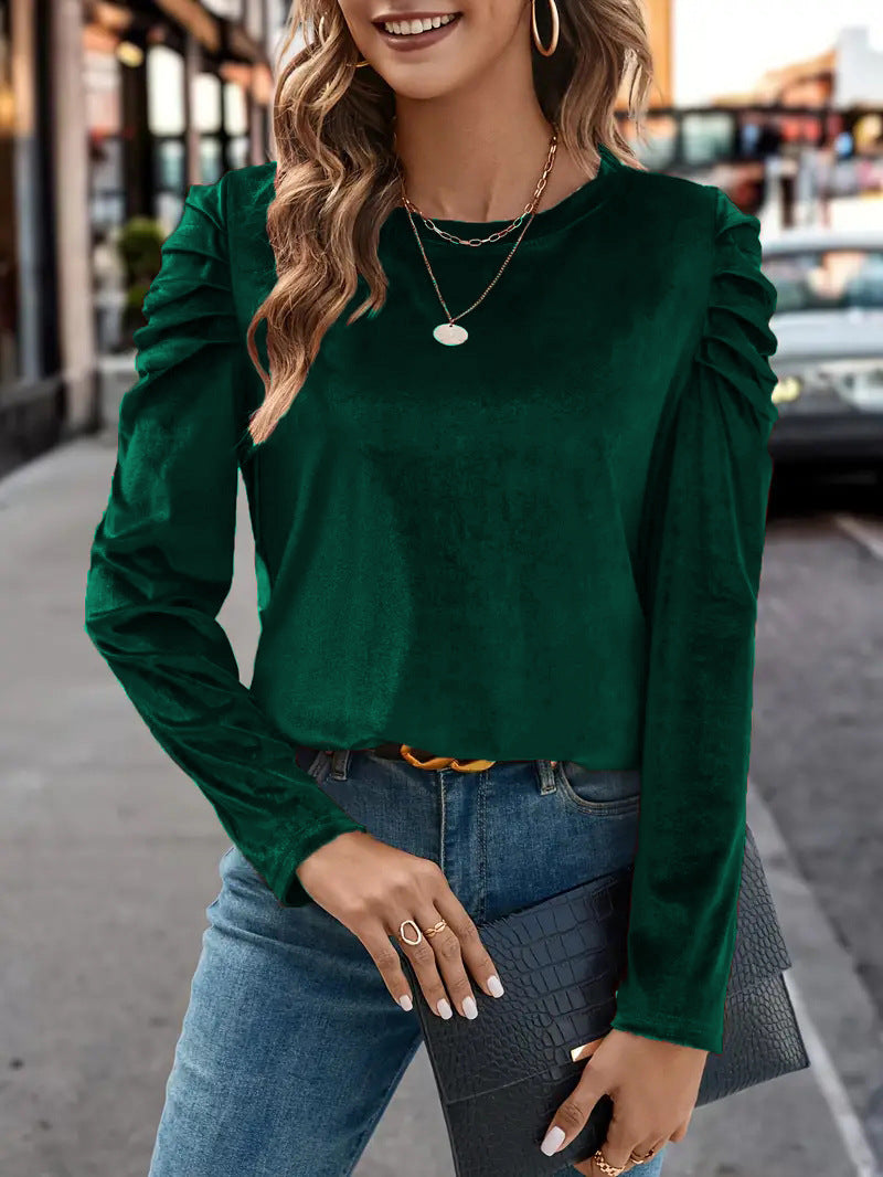 Damen Elegantes Langarmshirt mit Raffungen Drune