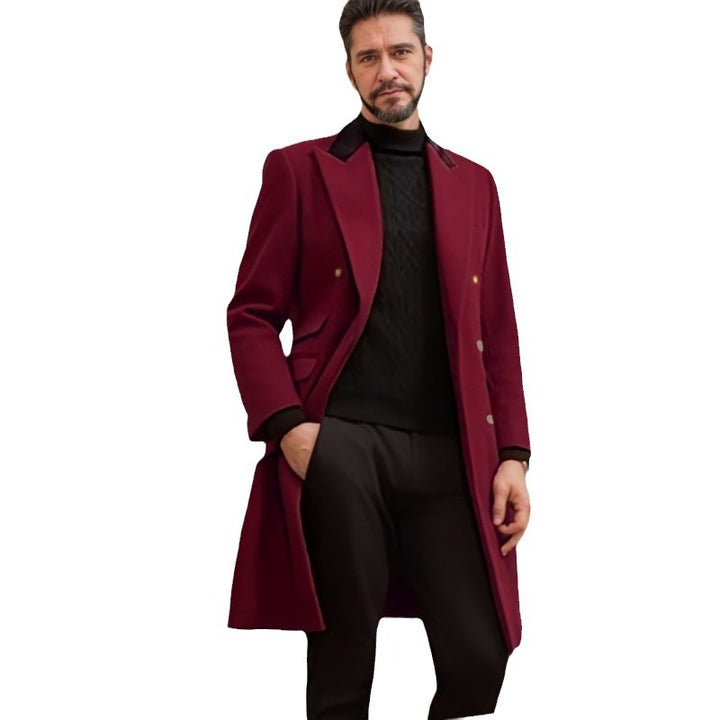Herren eleganter Longblazer mit Doppelreihe Drune