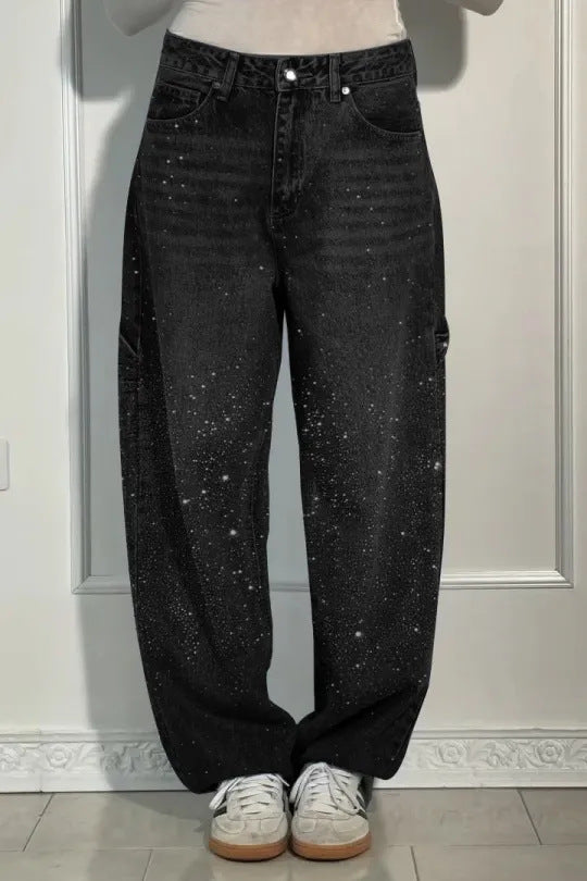 Femme Designer High-Waist-Jeans mit himmlischen Verzierungen Drune