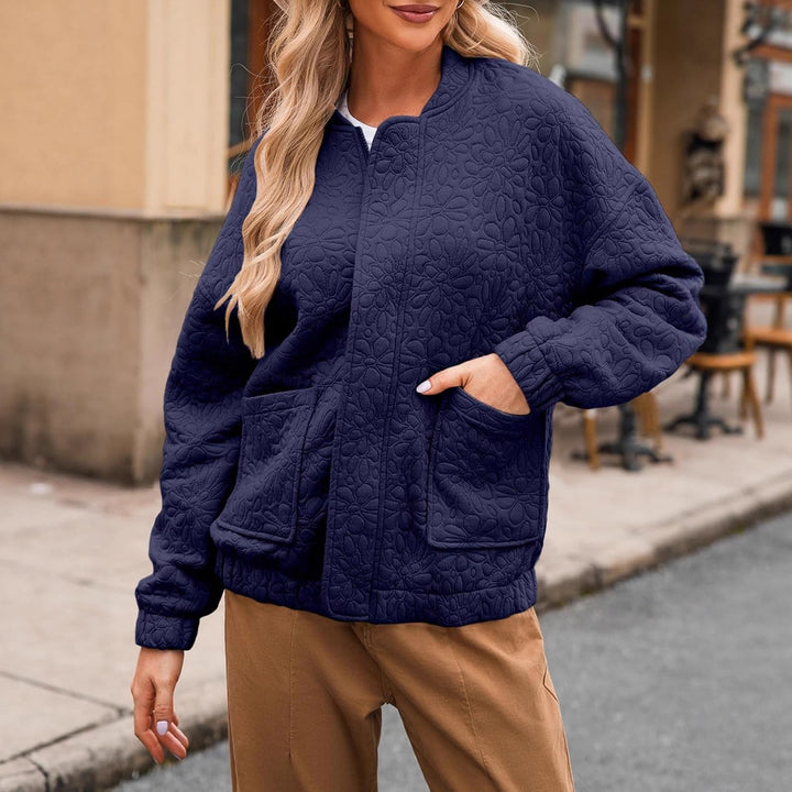 Damen gestepptes Blousonjacke mit floralem Design und praktischen Taschen Drune