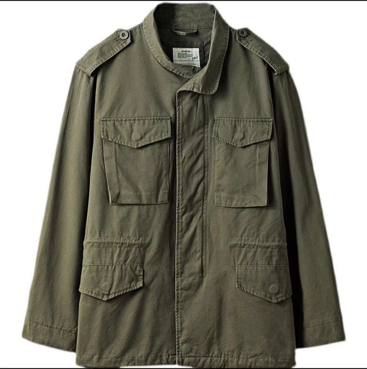Herren nan leichte Baumwoll-Feldjacke mit aufgesetzten Taschen und Schulterklappen Drune