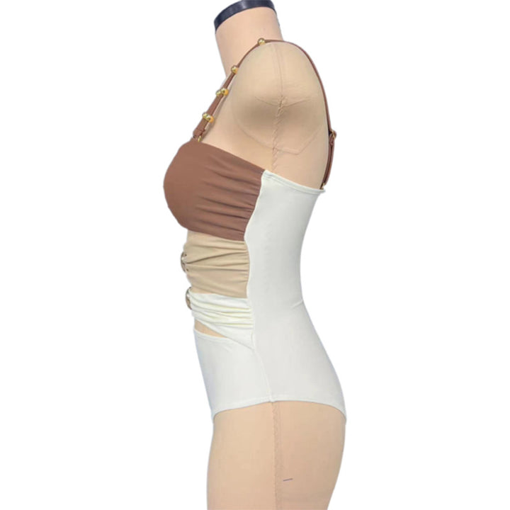 Damen Einteiliger Badeanzug mit raffinierten Drapierungsdetails und elegantem Schmuckelement Drune