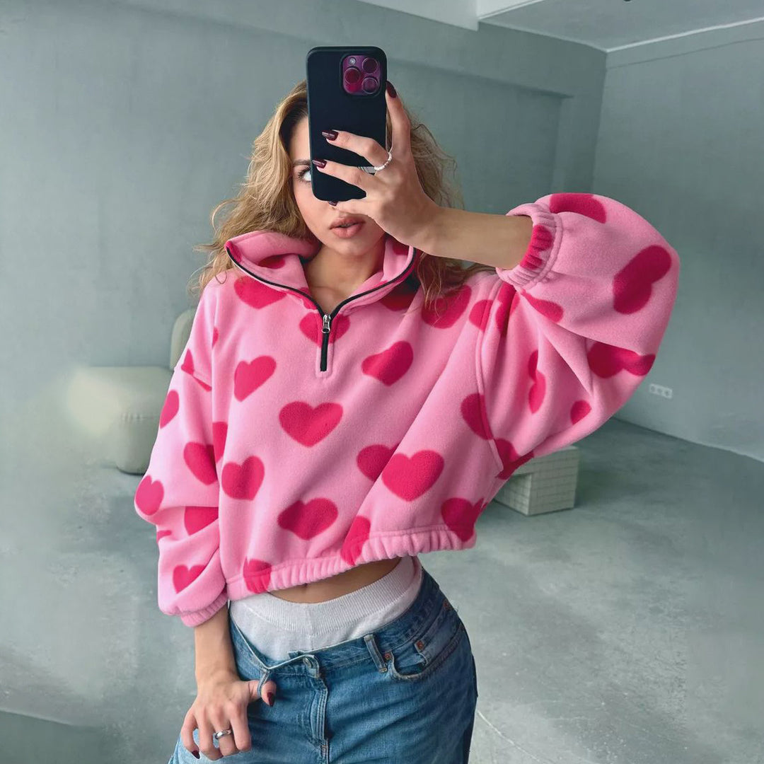 Damen Crop-Pullover mit Wolkenmuster Drune