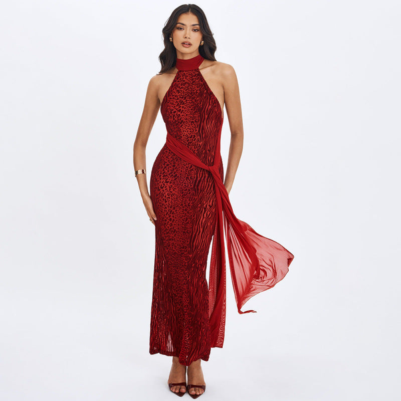 Damen Maxikleid mit aufregendem Wickeldesign und elegantem Halterkragen Drune