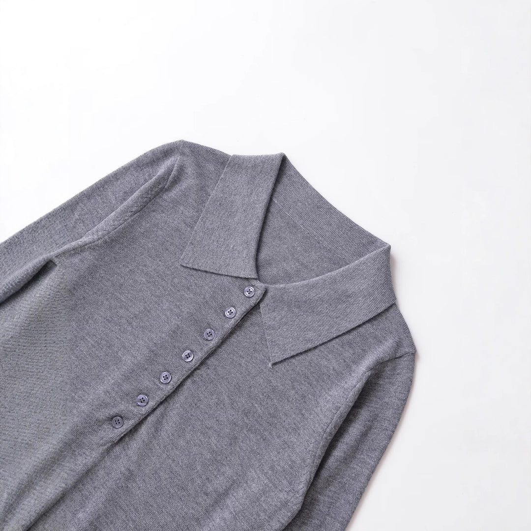 Damen Langarm-Polo mit Knopfleiste und klassischem Kragen Drune