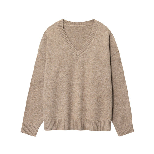 Damen Kaschmir-Pullover mit V-Ausschnitt und lässigem Schnitt Drune