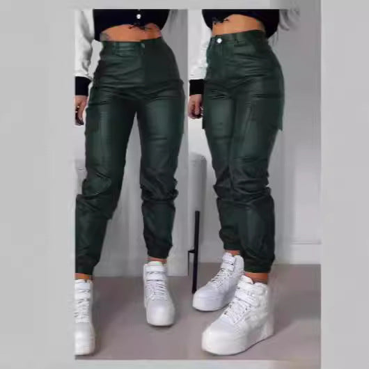 Damen modische Cargo-Hose mit elastischem Bund und Eingrifftaschen Drune