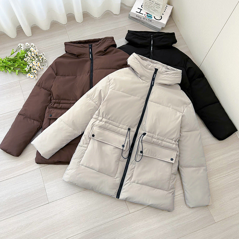 Damen isolierte Parkajacke mit verstellbarem Taillenzug und praktischen Taschen Drune