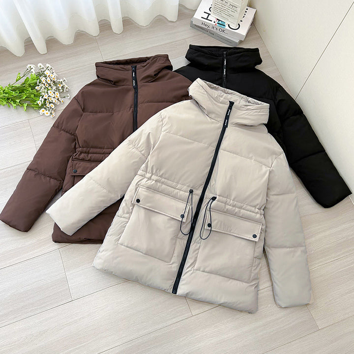 Damen isolierte Parkajacke mit verstellbarem Taillenzug und praktischen Taschen Drune