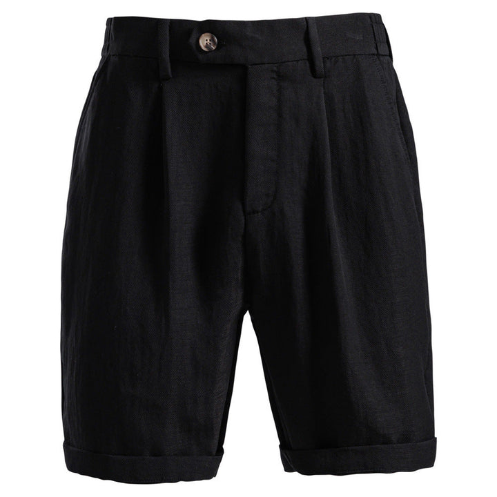 Herren nan lässige Leinenshorts mit Umschlag und Bundfalten Drune