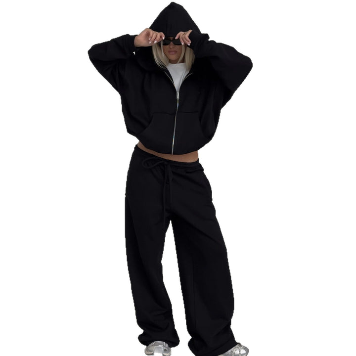 Damen modisches Oversized-Set mit lässigem Hoodie und weitem Hosenstil Drune