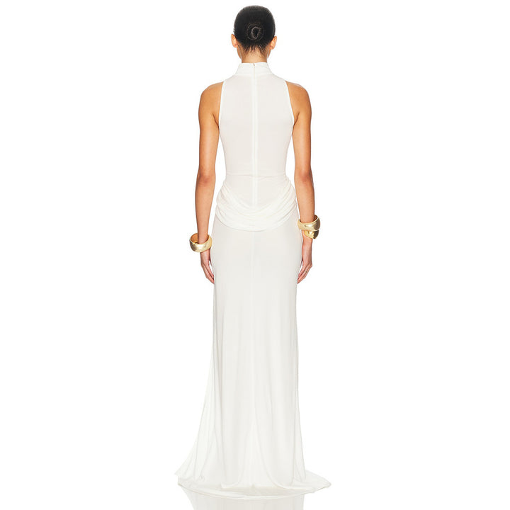 Damen Elegantes Maxi-Kleid mit hohem Schlitz und drapierten Details Drune
