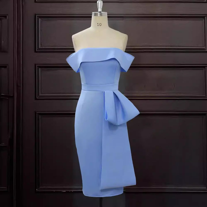 Damen Elegantes Off-Shoulder Kleid mit dekorativem Rüschensaum und asymmetrischem Detail Drune