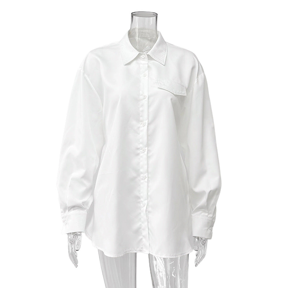 Damen Elegante Oversized Bluse mit Knopfdetails und lässigen Ärmeln Drune