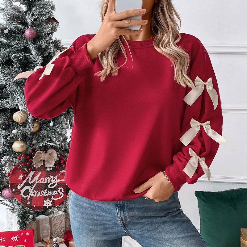 Damen Oversized Sweater mit verspielten Schleifendetails Drune