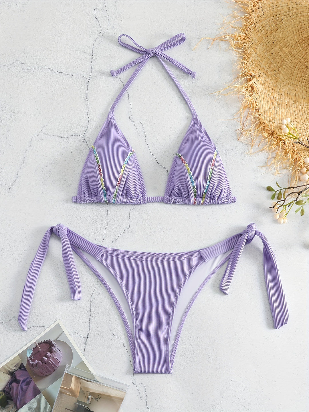 Damen Triangel-Bikini mit verspielten Bändern Drune