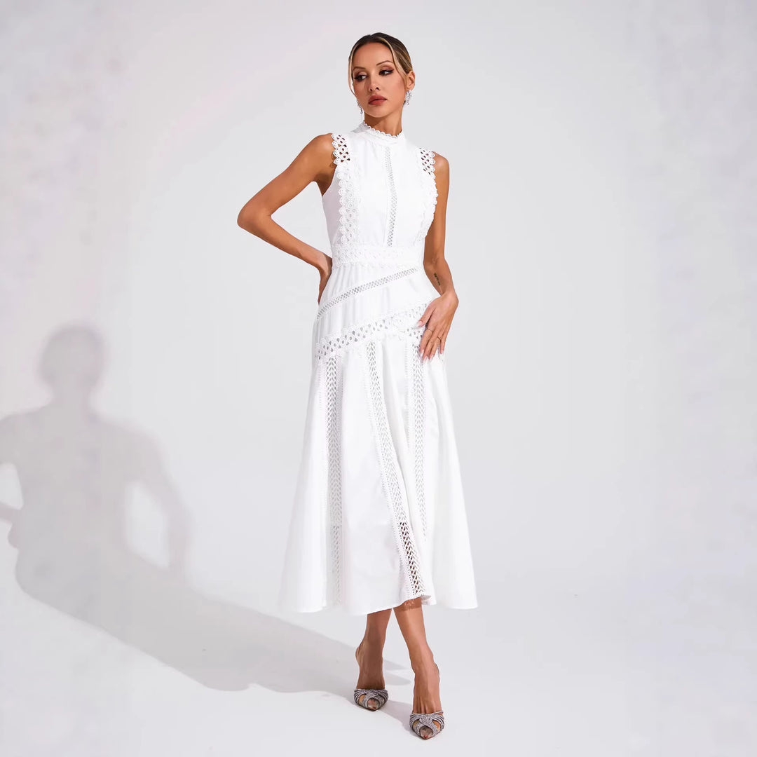 Damen Midi-Kleid mit aufwendigen Spitzenakzenten Drune