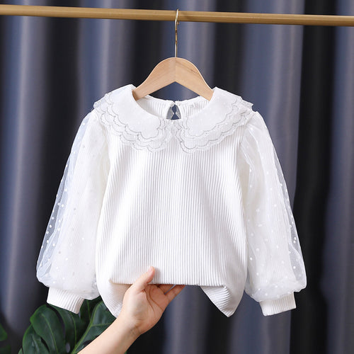 Damen gemütliches Sweatshirt mit transparenten Puffärmeln Drune