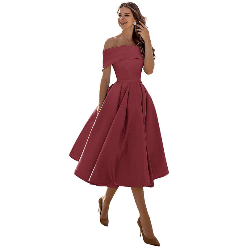 Drune | Legere Mode Satin Cocktailkleid Ohne Träger