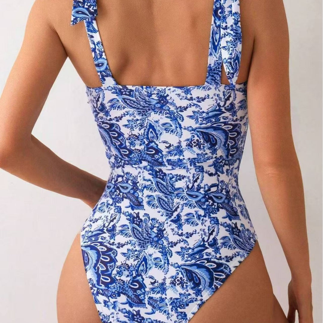 Damen Einteiliger Badeanzug mit verstellbaren Trägern und floralem Design Drune