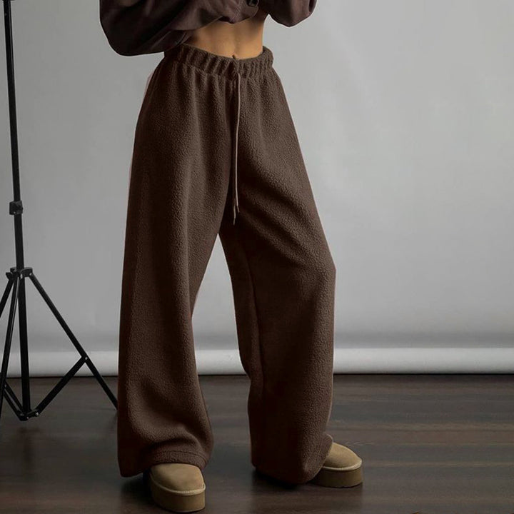 Damen kuschelige Freizeithose mit hohem Bund und seitlichen Taschen Drune