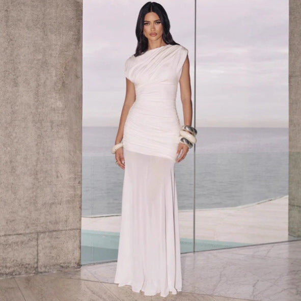 Damen Elegantes und figurbetontes Maxikleid mit Drapierungen Drune
