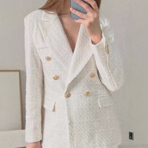 Damen Tweed Blazerjacke mit doppelter Knopfleiste und elegantem Schnitt Drune