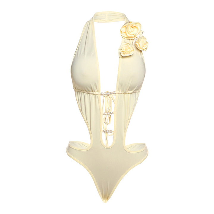 Damen Eleganter Badeanzug mit herausragendem Cut-Out-Design und floralem Akzent Drune