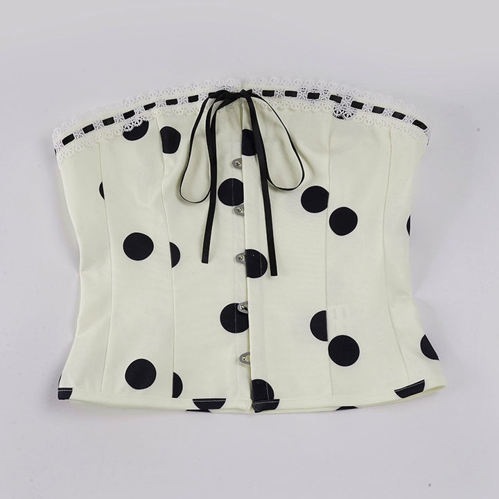 Damen Bandeau-Blusenshirt mit Rüschendetails und Knopfleiste Drune