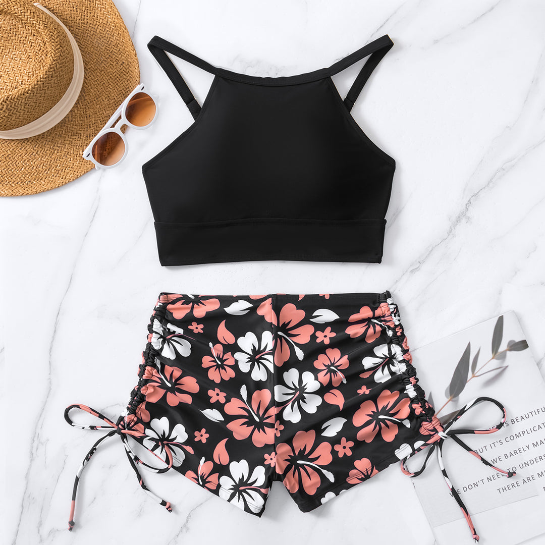 Damen Sport-Bikini-Set mit trendigem Crop-Top und modischen Shorts Drune
