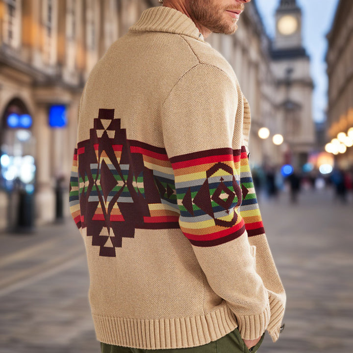Herren Strickcardigan mit farbenfrohem Muster und lässigem Schnitt Drune