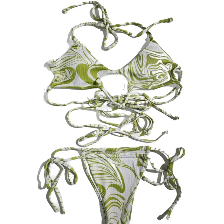 Damen Bikini mit Schlitzdesign und floralen Mustern Drune