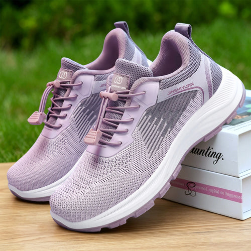 Damen nan leichter atmungsaktiver Strick-Walking-Sneaker mit Schnellzug-Kordel und gedämpfter EVA-Zwischensohle Drune